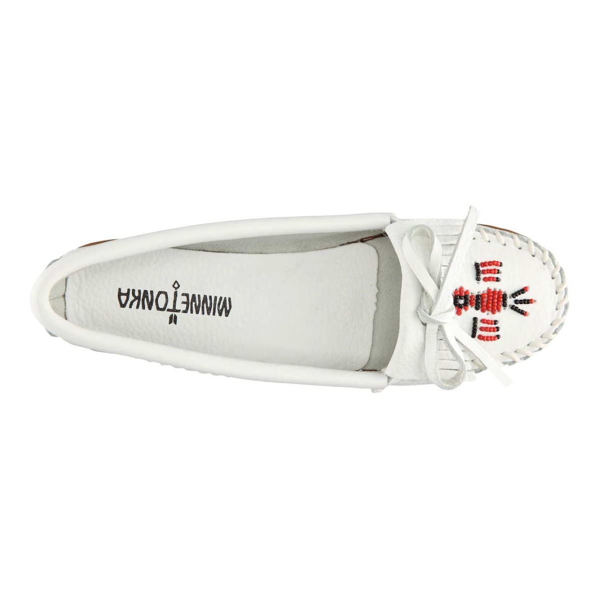 Minnetonka Women's 604 Thunderbird II White Beaded Moc - 881798 - Tip Top Shoes of New York