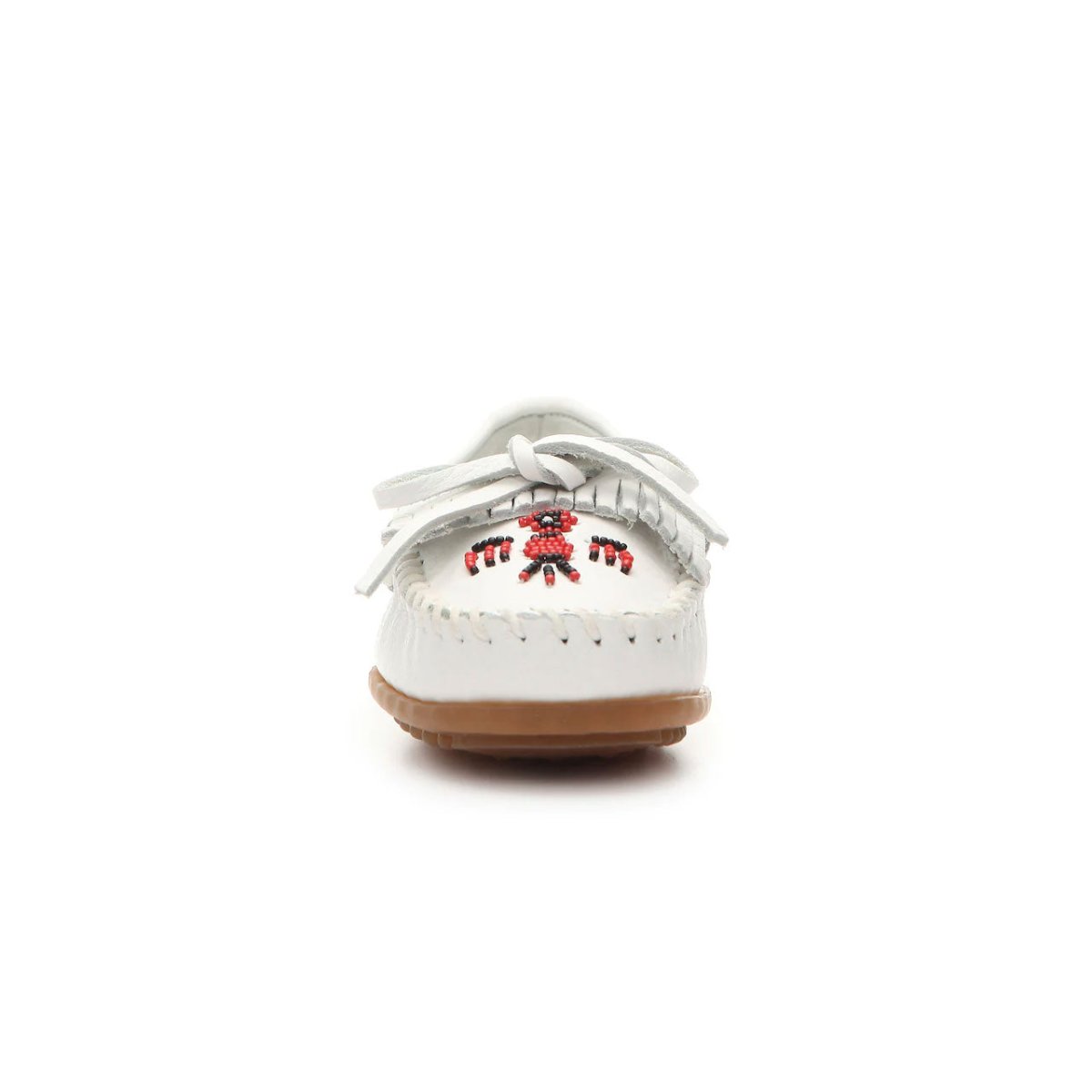 Minnetonka Women's 604 Thunderbird II White Beaded Moc - Tip Top