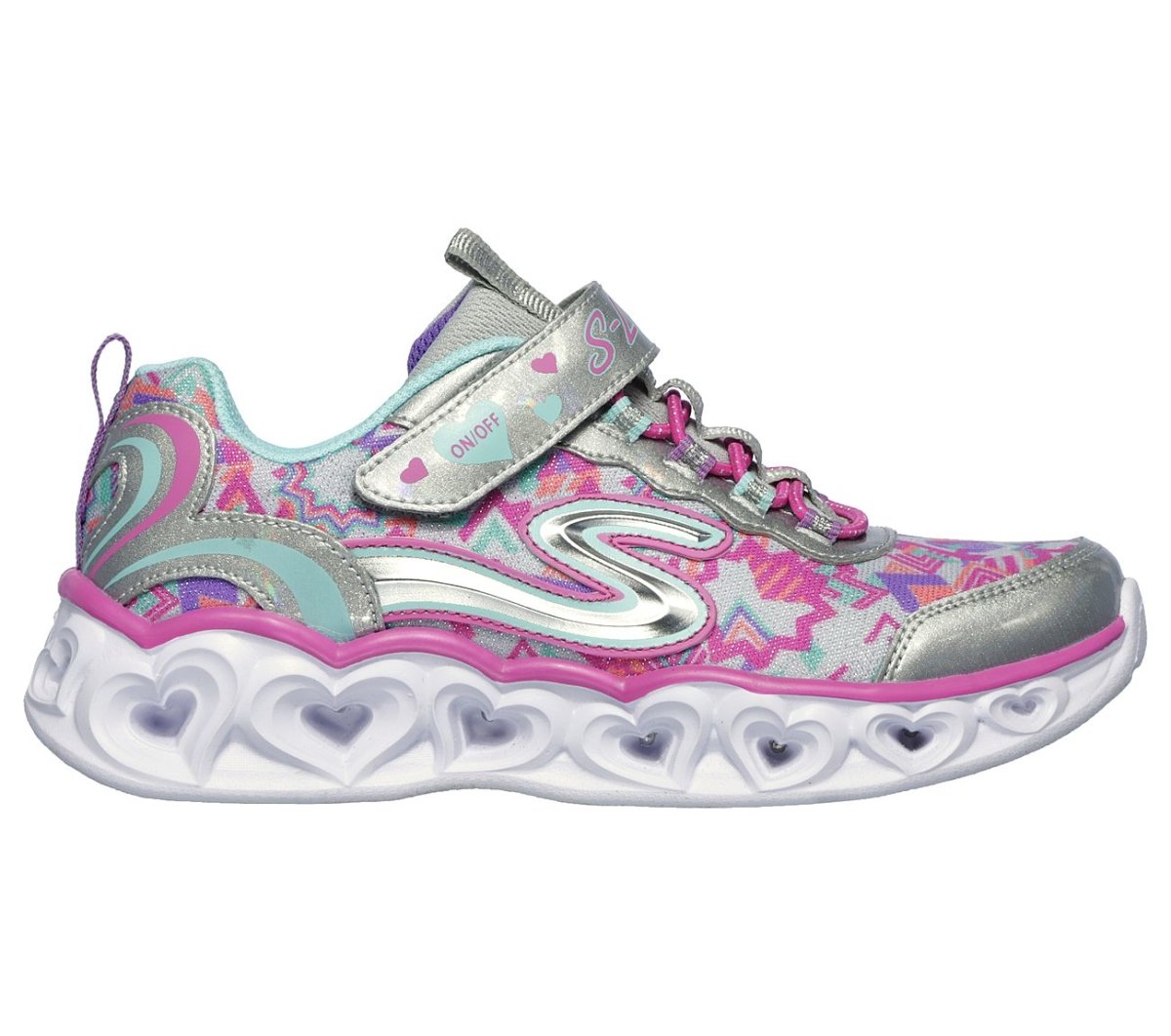 Skechers Girl's S Lights: Heart Lights Silver - 905294 - Tip Top Shoes of New York