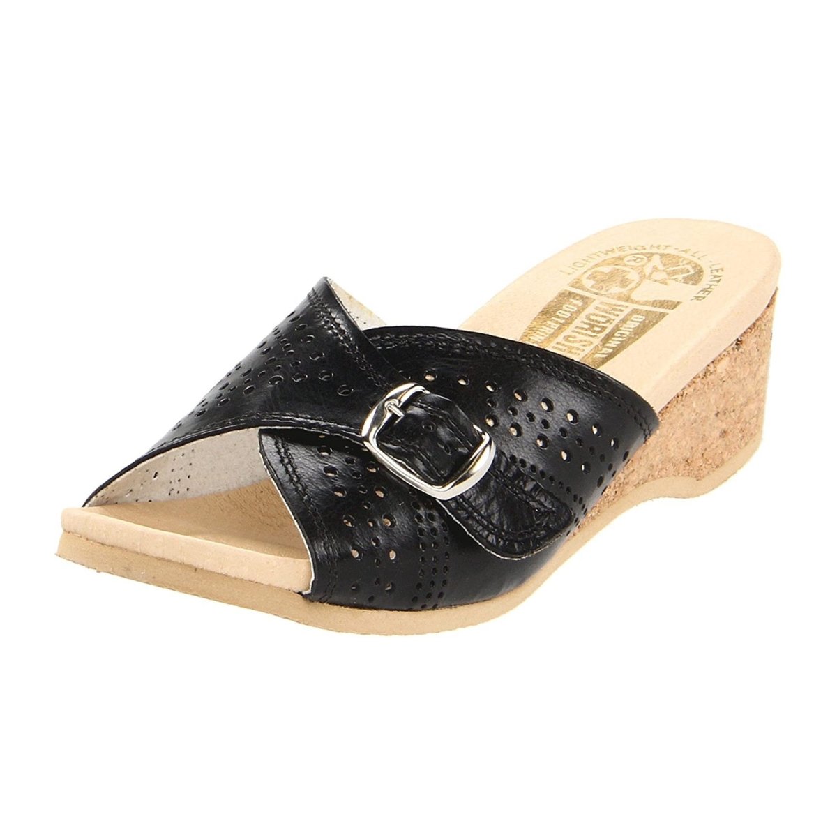 Worishofer Women's 251 Slide Black Leather - 403506401010 - Tip Top Shoes of New York