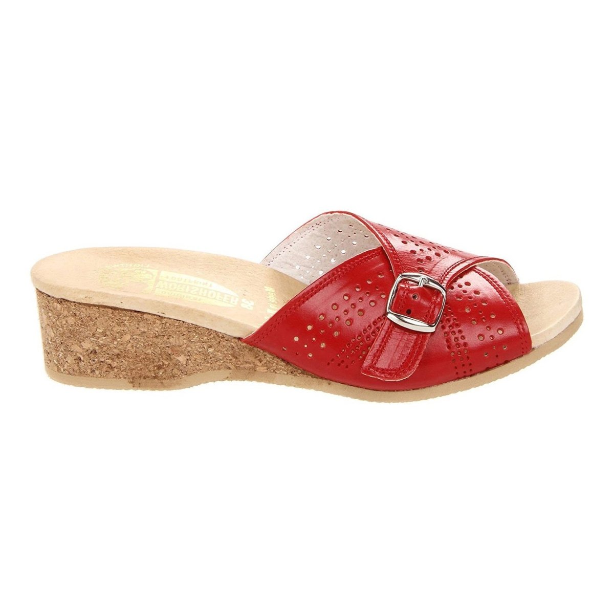 Worishofer Women's 251 Slide Red Leather - 402315801011 - Tip Top Shoes of New York