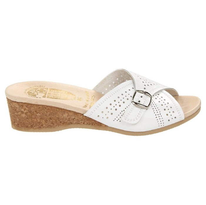 Worishofer Women's 251 Slide White Leather - 400188301010 - Tip Top Shoes of New York