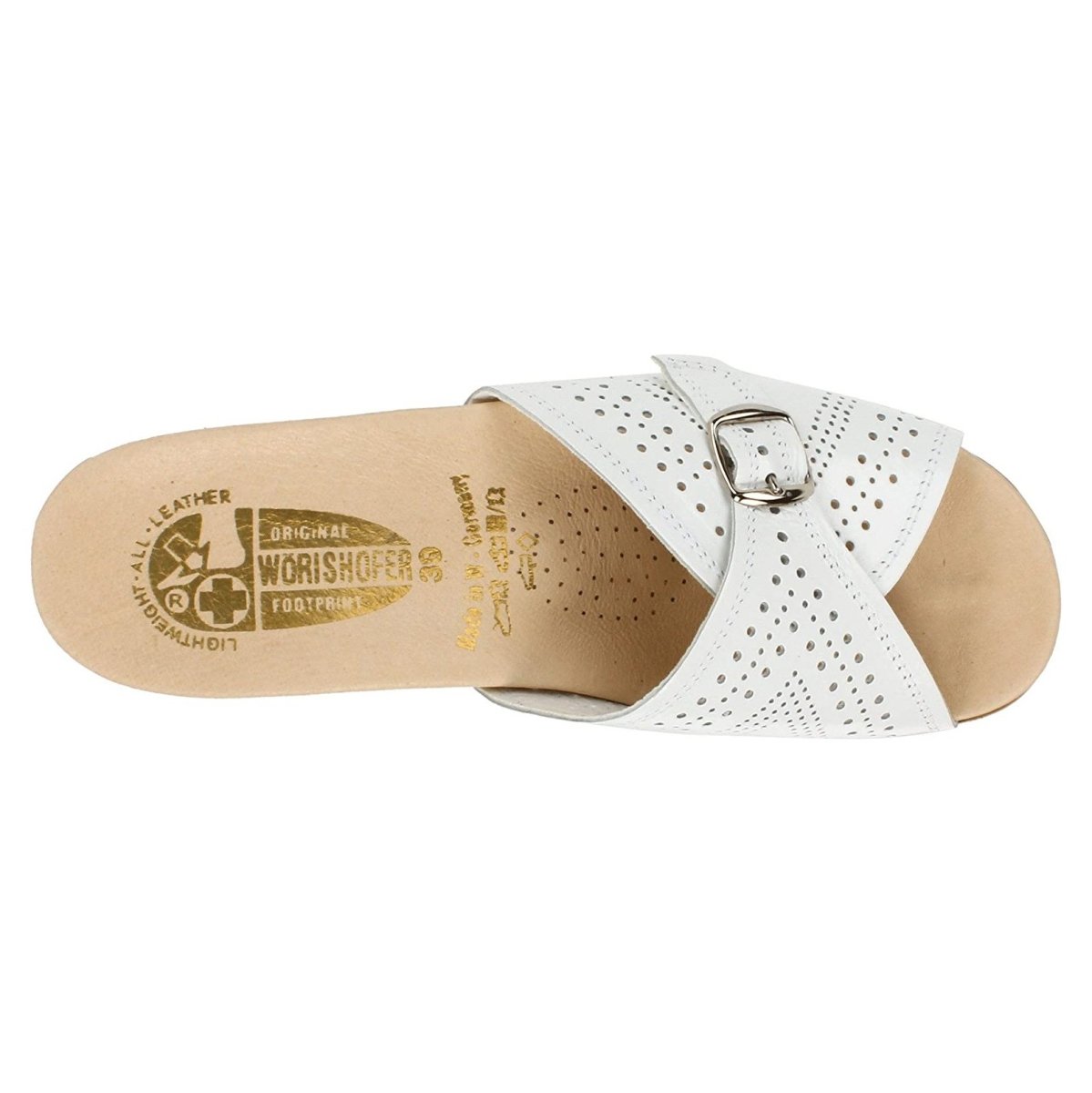 Worishofer Women's 251 Slide White Leather - 400188301010 - Tip Top Shoes of New York