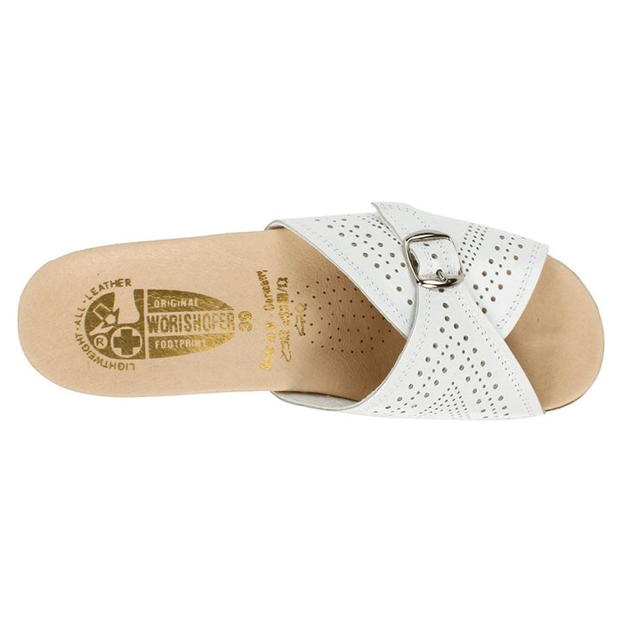 Worishofer Women's 251 Slide White Leather - 400188301010 - Tip Top Shoes of New York