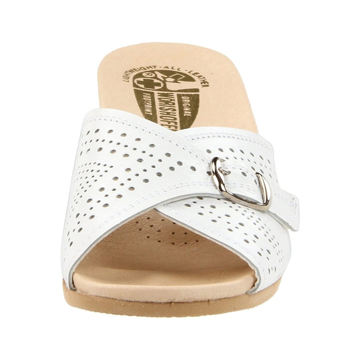 Worishofer Women's 251 Slide White Leather - 400188301010 - Tip Top Shoes of New York